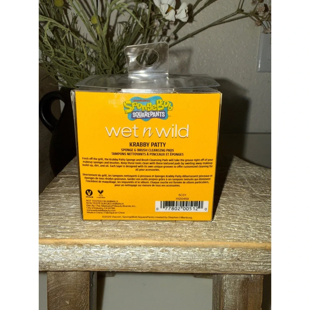 WetnWild SpongeBob SquarePants Krabby Patty Makeup Brush Cleansing Pads OPEN BOX